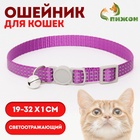 Ошейник кошачий светоотражающий, 19-32×1 см, фиолетовый - Фото 1