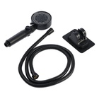 Набор для душа ZEIN Z2715, шланг 150 см, самоклеящийся держатель, лейка 5 режимов, черный - фото 808363298