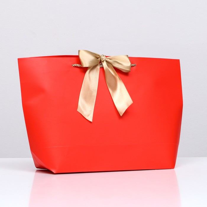 Пакет подарочный с лентой 30 х 27,5 х 12 см "Красный" - Фото 1