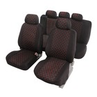 Чехлы на сиденья в автомобиль TORSO Premium, 11 предметов, красная строчка - фото 10519633