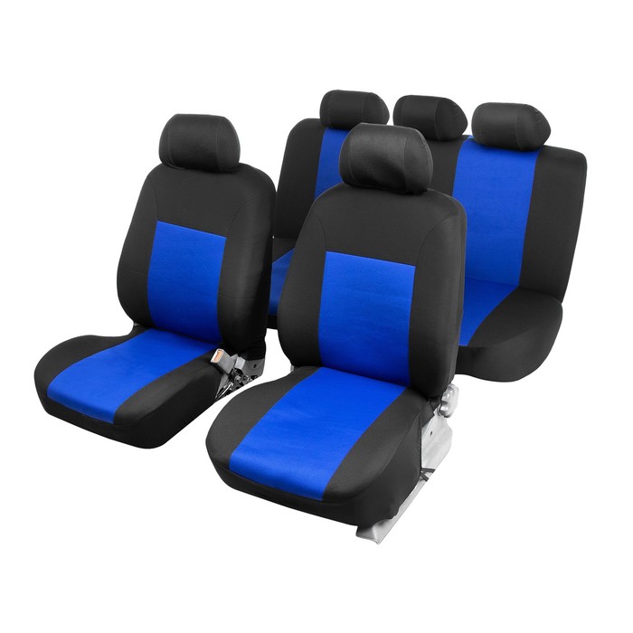 Чехлы на сиденья в автомобиль TORSO Premium, 11 предметов, синий - Фото 1