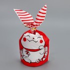 Мешок подарочный с ушками «Новогодний котик», 12 × 11.5 см - фото 10740609