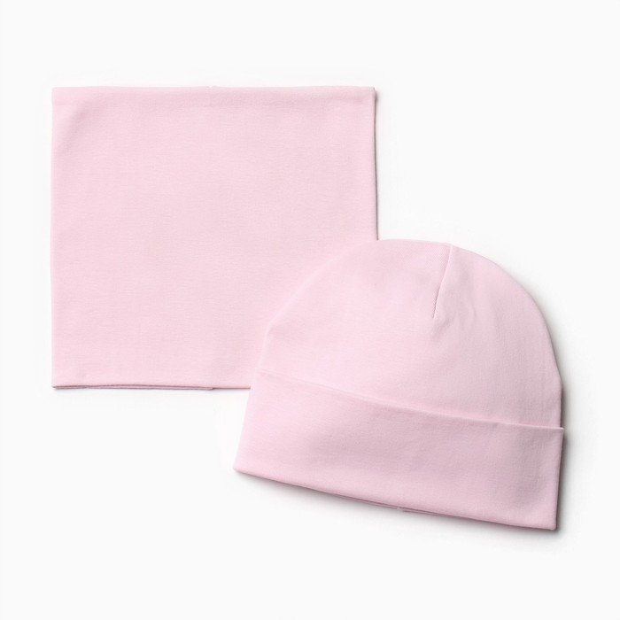 Комплект (шапка, снуд) для девочки, цвет светло-розовый, размер 50-52 - Фото 1