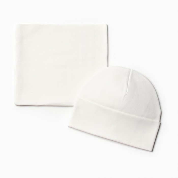 Комплект (шапка, снуд) для девочки, цвет молочный, размер 50-52 - Фото 1