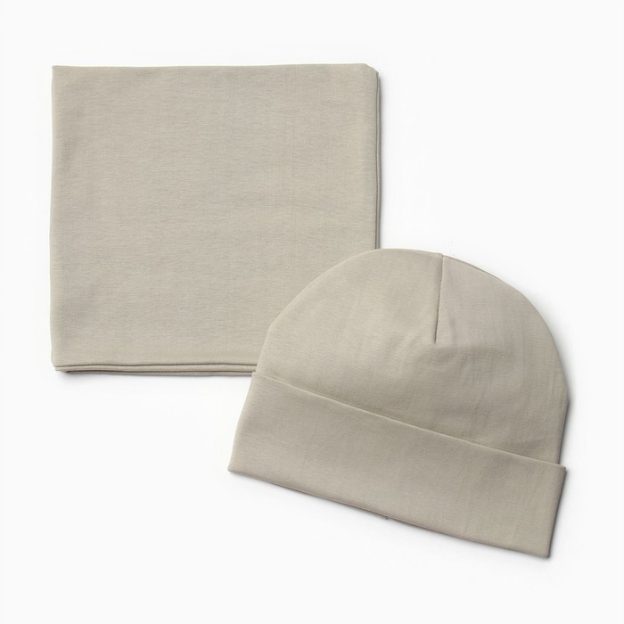 Комплект (шапка, снуд) для девочки, цвет оливковый, размер 50-52 - Фото 1
