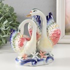Сувенир керамика "Лебеди в заводи с цветами" цветные - фото 10725015