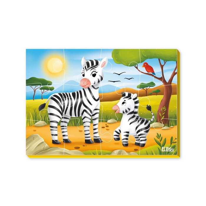 Мягкий пазл А5 «Зебры», 12 элементов 65556