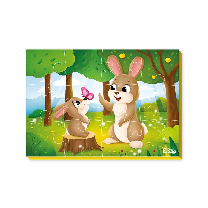 Мягкий пазл А5 «Зайчики», 12 элементов 65558