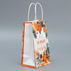 Пакет подарочный крафтовый «Новогодний цитрус», 12 × 21 × 9 см - Фото 2