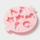 Форма для выпечки Доляна «Новый год», силикон, 23×23×2,3 см, 7 ячеек, розовая - Фото 3