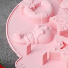 Форма для выпечки Доляна «Новый год», силикон, 23×23×2,3 см, 7 ячеек, цвет розовый - фото 4387750