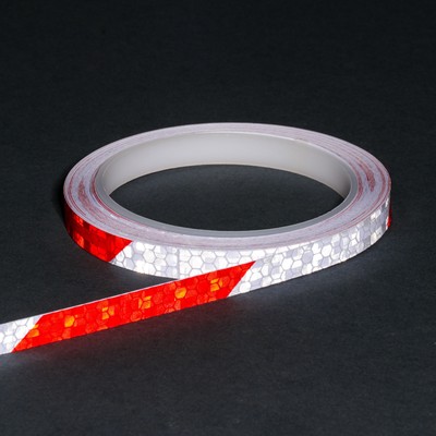 Светоотражающая лента, самоклеящаяся, красно-белая, 1 см х 8 м