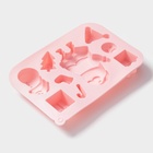 Форма для выпечки Доляна «Новый год», 17.5×12×2.5 см, 9 ячеек, силикон, розовая - Фото 2