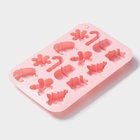 Форма для выпечки новогодняя Доляна «Новогодние подарки», силикон, 20×12.7×1.7 см, 14 ячеек, розовая - Фото 2