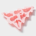 Форма для выпечки новогодняя Доляна «Новогоднее настроение», силикон, 23×19×2.5 см, 6 ячеек, розовая - Фото 2