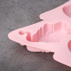 Форма для выпечки Доляна «Новогоднее настроение», силикон, 23×19×2,5 см, 6 ячеек, цвет розовый - Фото 5