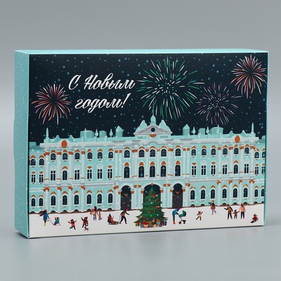 Коробка подарочная новогодняя складная «Город новогодний», 21×15×5 см