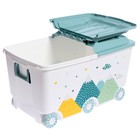 Ящик для игрушек на колесах «Горы», с декором, 685 × 395 × 385 мм, цвет светло-голубой - фото 8958287