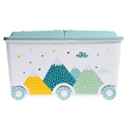 Ящик для игрушек на колесах «Горы», с декором, 685 × 395 × 385 мм, цвет светло-голубой - фото 8958288