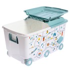 Ящик для игрушек на колесах «Путешествие», с декором, 685×395×385 мм, цвет светло-голубой - Фото 2