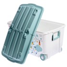 Ящик для игрушек на колесах «Путешествие», с декором, 685 × 395 × 385 мм, цвет светло-голубой - фото 8958297