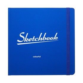 Скетчбук (200 х 200 мм) 72 листа "Colorful Blue", твёрдая обложка, на резинке, soft touch, тонированный блок 120 г/м2, крафт блок 78 г/м2