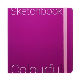 Скетчбук (200 х 200 мм) 72 листа "Colorful Purple", твёрдая обложка, на резинке, soft touch, тонированный блок 120 г/м2, крафт блок 78 г/м2