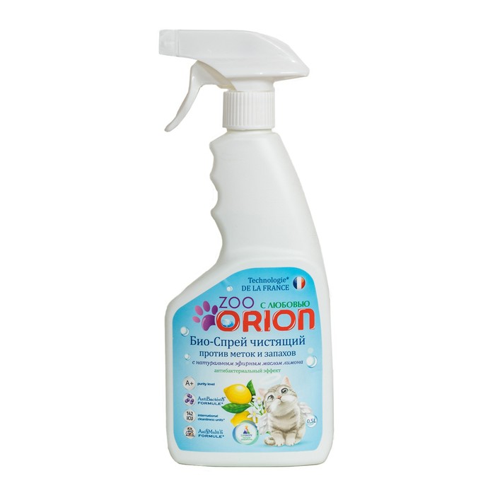 Био-спрей чистящий ORION ZOO Антибактериальный эффект «Лимон», 500 мл