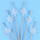 Трубочки для коктейля «Снежинки», уголки, в наборе 6 штук, серебро - фото 10770678