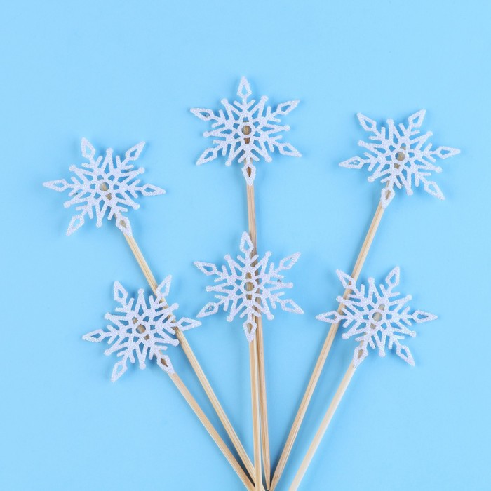 Шпажки «Снежинка», уголок, в наборе 6 шт., белые - Фото 1