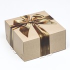 Кондитерская упаковка, «Золотой бант», 24 х 24 х 12 см, 1,5 кг (комплект 5 шт) - фото 22512866