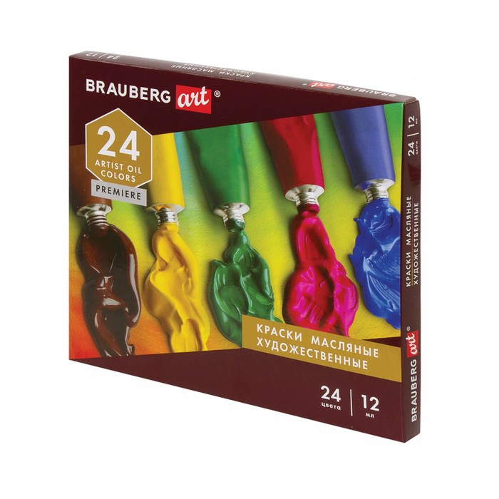 Краска масляная художественная, набор 24 цвета х 12 мл, Brauberg Art Premiere - Фото 1