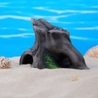 Декор для аквариума "Пенек с мхом", керамический, 13 x 10 x 8,5 см, серый - фото 10793730