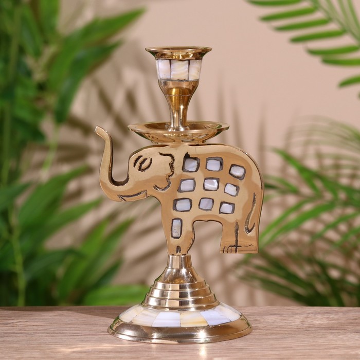 Подсвечник «Слон», 9×9×15 см, латунь, перламутр