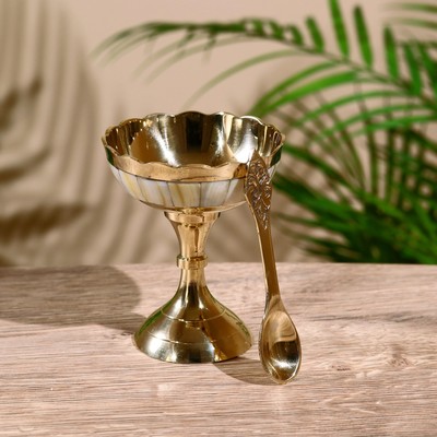 Креманка с ложечкой «Айс», 9.5 см, латунь