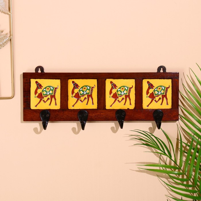 Вешалка «Караван», верблюды, 22×4×12 см, 4 крючка, дерево, МИКС - Фото 1