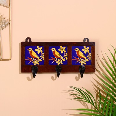 Вешалка настенная «Птички», дерево, 5.5×29×16.5 см, 3 крючка, МИКС