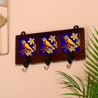 Вешалка настенная «Птички», дерево, 5.5×29×16.5 см, 3 крючка, МИКС - Фото 2