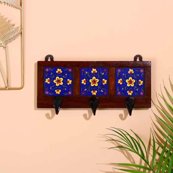 Вешалка «Узоры», 3 крючка, дерево - Фото 1