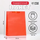Пакет подарочный ламинированный «Красный», 31×40×14 см - Фото 1
