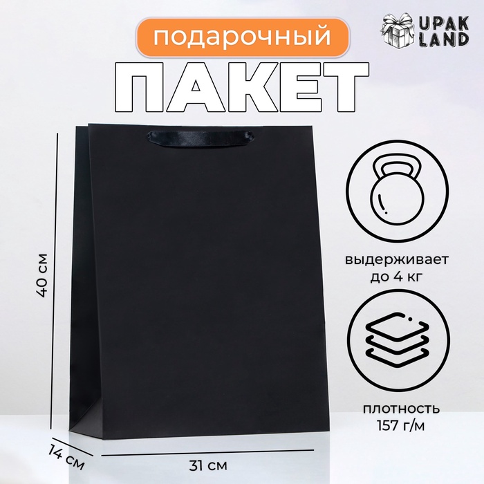 

Пакет ламинированный «Чёрный», 31 х 40 х 14 см