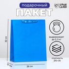 Пакет подарочный ламинированный «Синий», 26×32×12 см - Фото 1