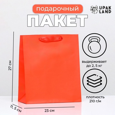 Пакет подарочный ламинированный «Красный», 23×27×11.5 см