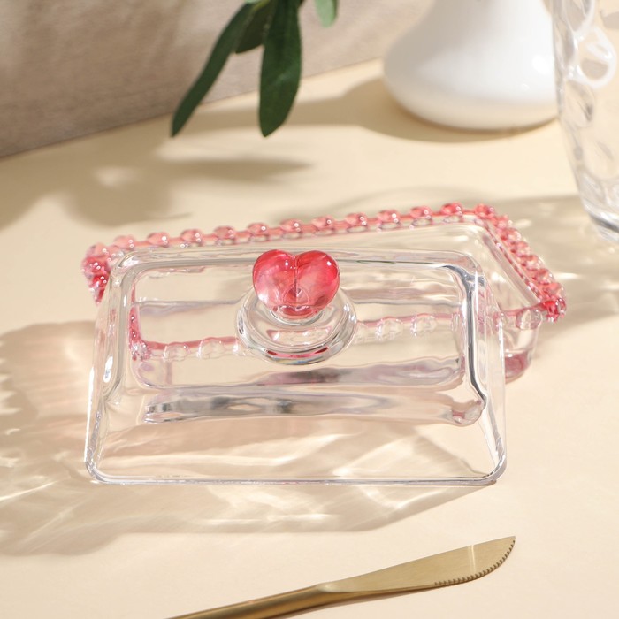 Маслёнка стеклянная «Розе», 17×10,5 см