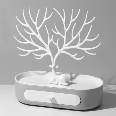 Подставка универсальная «Олень», овальная подставка, 25×12.5×26 см, серо-белая