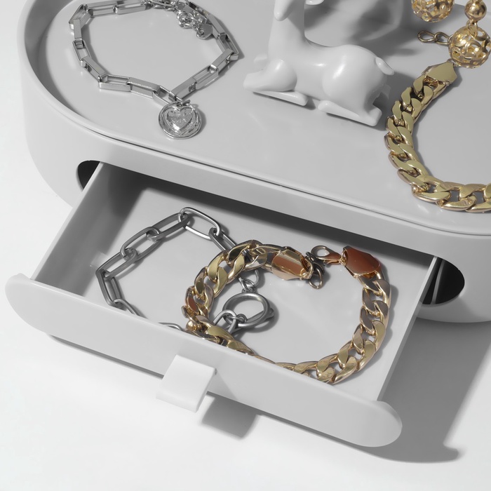 Подставка универсальная «Олень», овальная подставка, 26×25 см, бело-серая