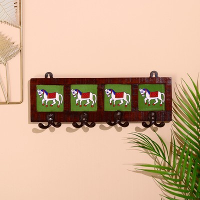 Вешалка «Караван. Лошади», 22×4×12 см, 4 крючка, дерево, МИКС