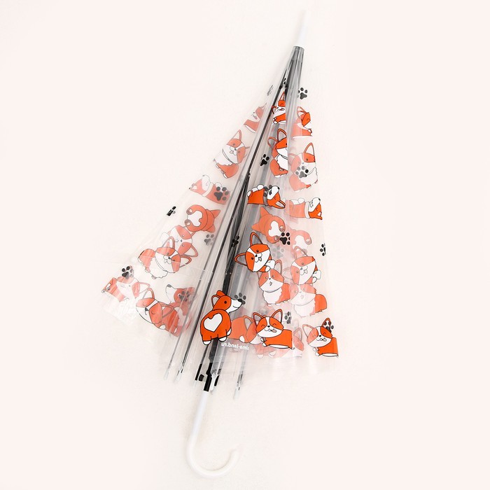 Зонт детский «Корги» полуавтомат, прозрачный, d=90см - фото 1906345925