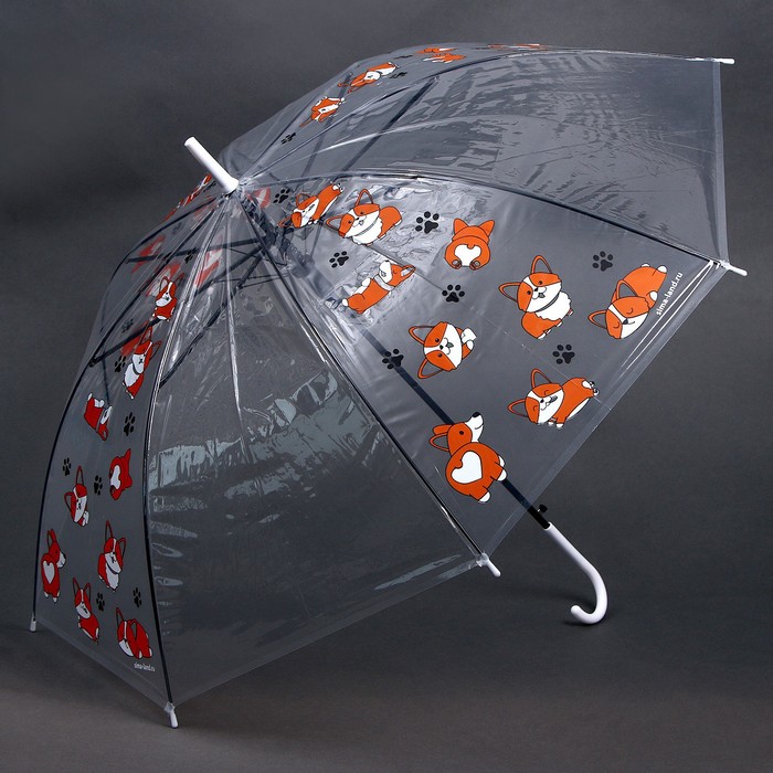 Зонт детский «Корги» полуавтомат, прозрачный, d=90см - фото 1906345917