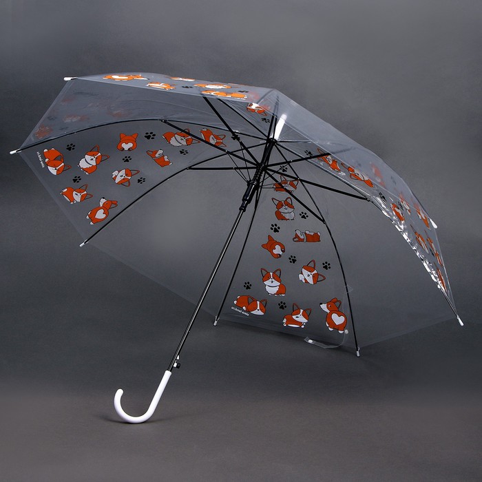 Зонт детский «Корги» полуавтомат, прозрачный, d=90см - фото 1906345919